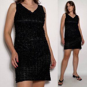 Vintage 1980s Black Dress with ALL OVER BOWS -- Size 8